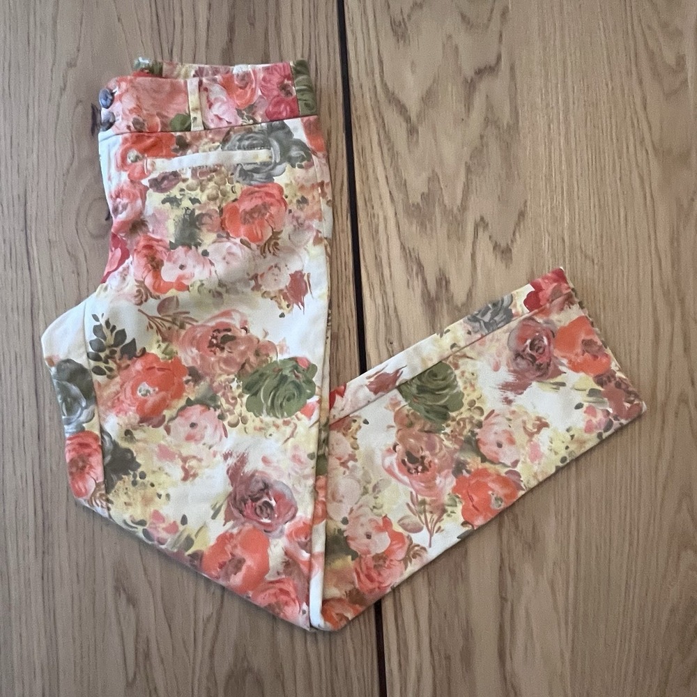 Anthropology Cantonnier Floral Cropped Summer Pants Size 0
